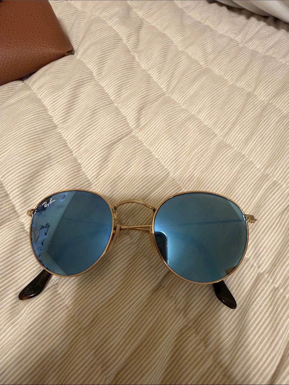 Ray-Ban Round Metal Sunglasses - Blue Lenses, Gold Frame
